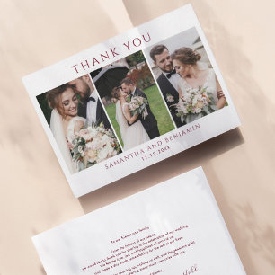Cartão De Notas Foto do Newlyweds Foto Collage Casamento Obrigado
