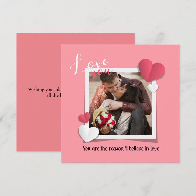 Cartão De Notas Foto e Mensagem de Amor Personalizadas Modernas (Frente/Verso)