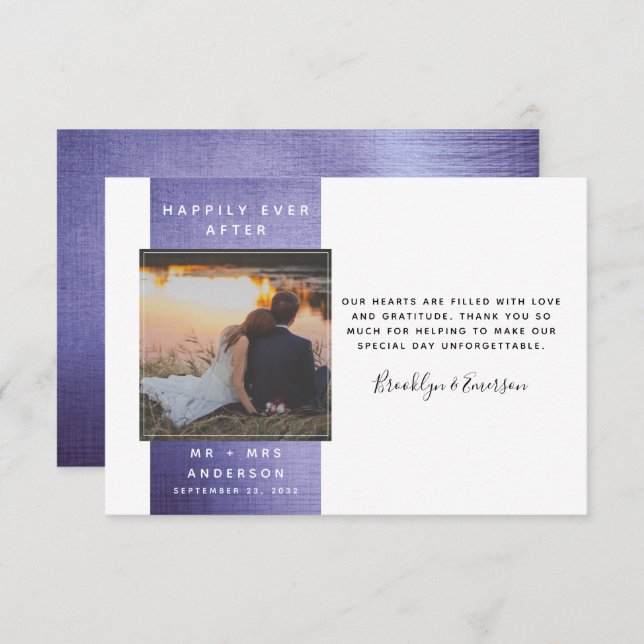 Cartão De Notas Foto Moderna Casamento Obrigado (Frente/Verso)