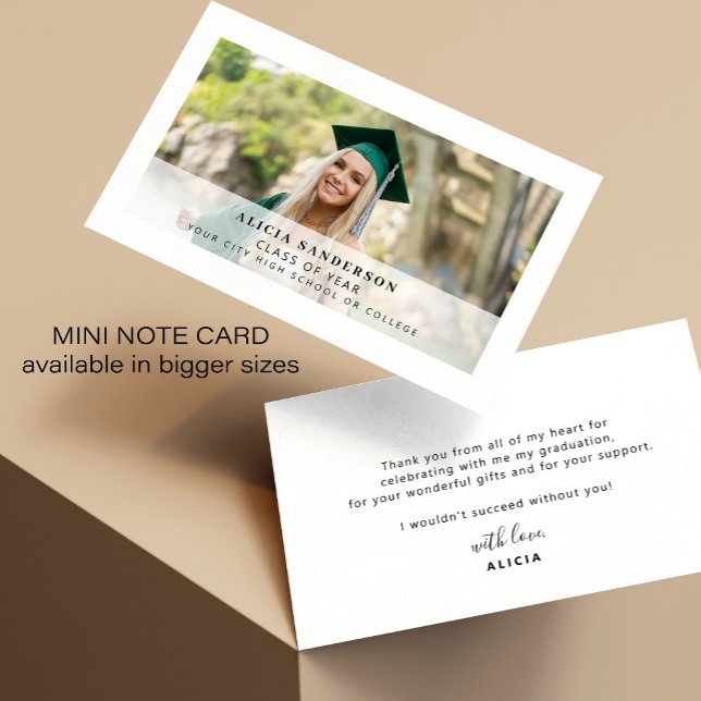 Cartão De Notas Foto moderna de graduação agradecimento (Criador carregado)
