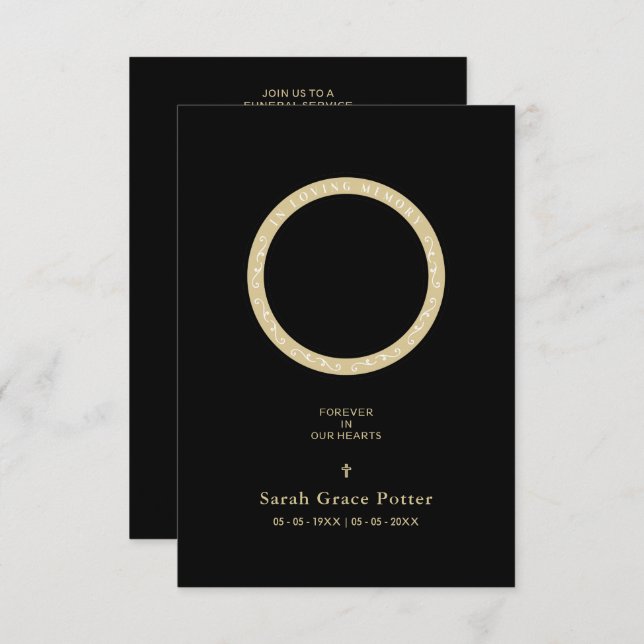 Cartão De Notas Foto Ornamental Lembrando Um Funeral Amado (Frente/Verso)