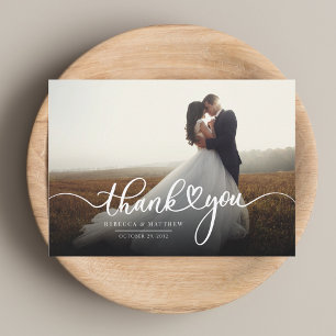 Cartão De Notas Foto personalizada de casamento de script Obrigado