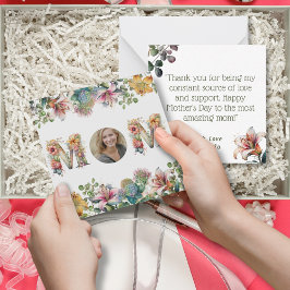 Cartão De Notas Foto personalizada de flor de Dia de as mães MOM