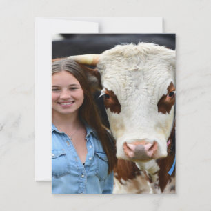 Cartão De Notas Foto Personalizada de Vaca de Exposição de Gado