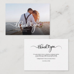 Cartão De Notas Foto-Script de Casamento Moderno Muito Obrigado