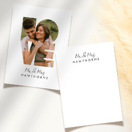 Cartão De Notas Foto Simples de Casamento de Casal de Monograma Mo
