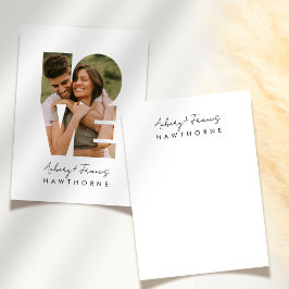Cartão De Notas Foto Simples de Casamento de Casal de Monograma Mo