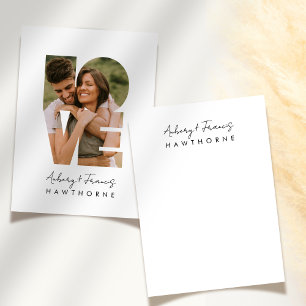 Cartão De Notas Foto Simples de Casamento de Casal de Monograma Mo