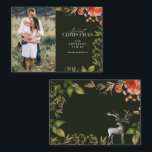 Cartão De Notas fotografia vermelha e verde da folia do natal do o<br><div class="desc">Cartão de Natal de folhagem de cor de água de Feriados mais Felizes. Foto vermelha e verde da folhagem de Natal</div>