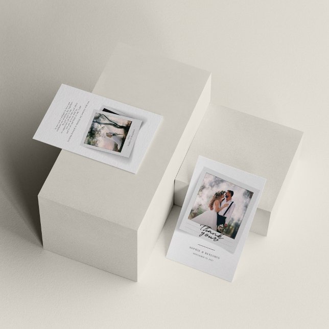 Cartão De Notas Fotos De Casamento Com Letra Mão Obrigado (Criador carregado)