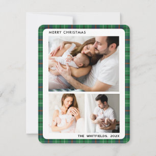 Cartão De Notas Fotos de Família Natal Férias Tartan