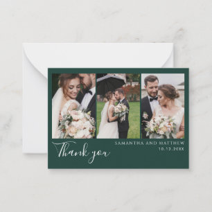 Cartão De Notas Fotos Elegantes Agradecimento de Casamento Moderno