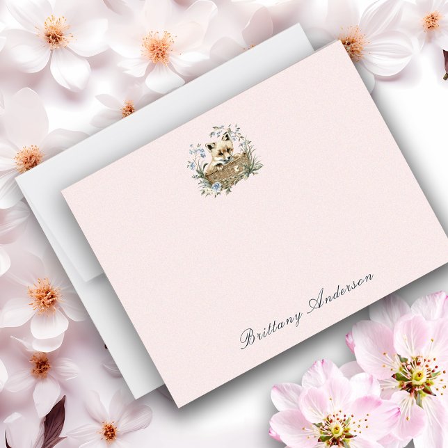 Cartão De Notas Fox Encantadora E Floral Toda Propósito (Criador carregado)