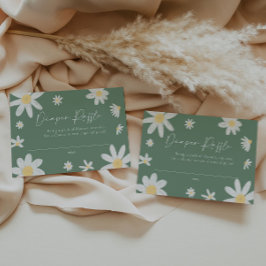 Cartão De Notas Fralda Raffle Card Daisy Sage Green