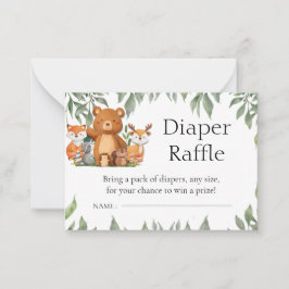 Cartão De Notas Fralda Raffle dos Animais da Floresta Verde