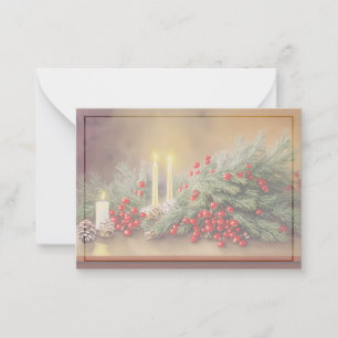 Cartão De Notas Framboesas e velas orçamento mini Natal