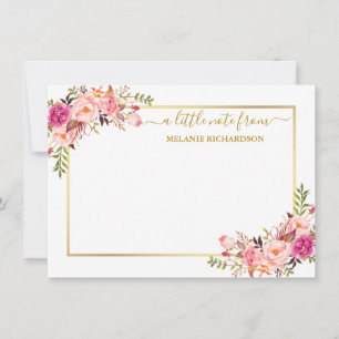 Cartão De Notas Frame Dourado Elegante Cor de Água, Cor de Rosa, F
