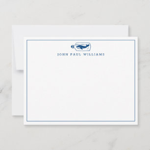 Cartão De Notas Frasco de Peixe de Baleia Azul marinho Fronteira O