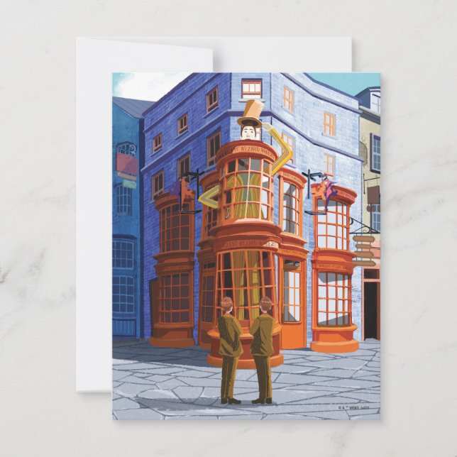 Cartão De Notas Fred e George no Weasley's Wizard Wheezes (Frente)