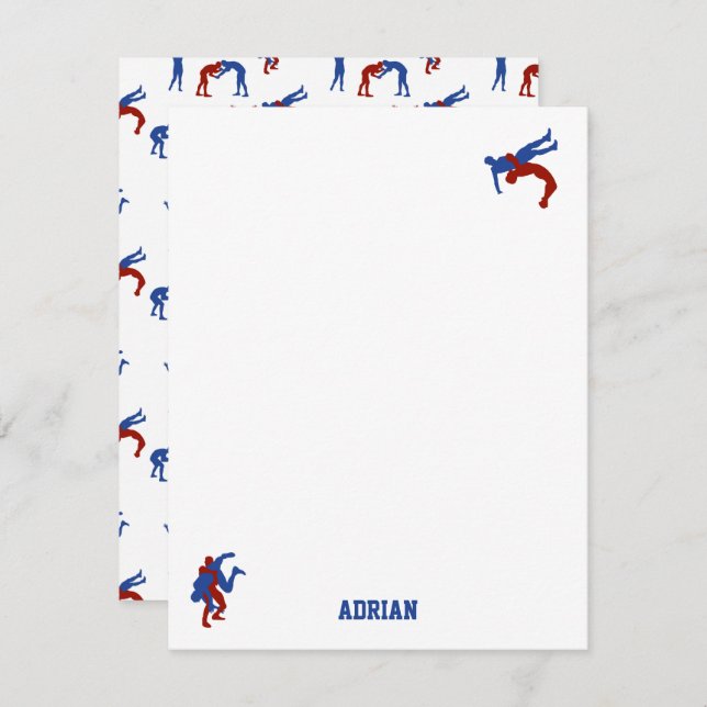 Cartão De Notas Freestyle Greco Roman Luta Custom Name (Frente/Verso)