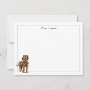 Cartão De Notas Fronteira de Cinza Labradoodle Personalizada