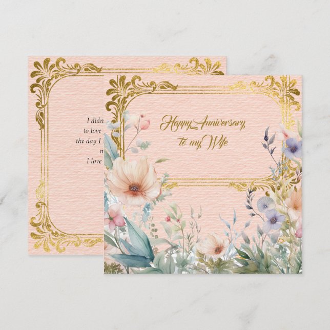 Cartão De Notas Fronteira de Primavera de paz com moldura de ouro (Frente/Verso)