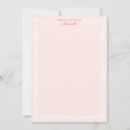 Cartão De Notas Fronteira Floral Coral branco