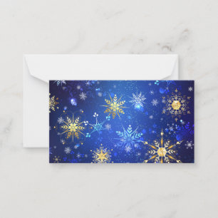 Cartão De Notas Fundo Azul de NATAL com Flocos de Neve Dourados