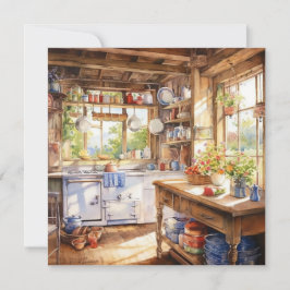 Cartão De Notas Fundo da Cozinha do País da Aquarela