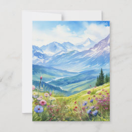 Cartão De Notas Fundo de Paisagem de Montanha de Aquarela