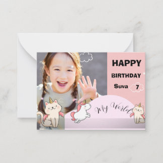 Cartão De Notas Fundo rosa e aniversário de menina doce