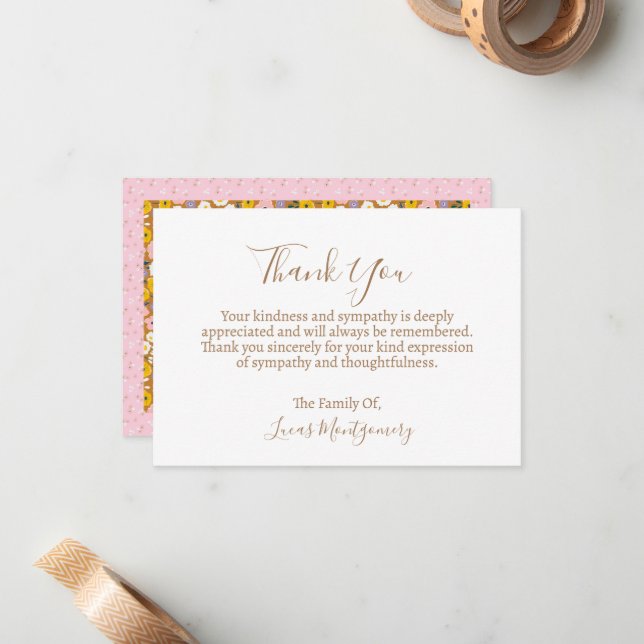 Cartão De Notas Funeral Da Flor Retroativa Obrigado, Simpatia (Frente/Verso In Situ)