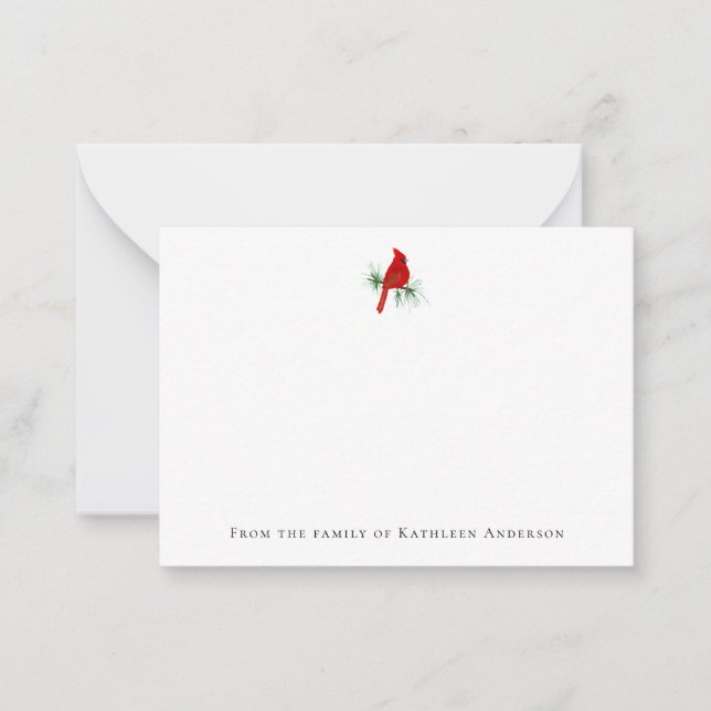Cartão De Notas Funeral Red Cardinal Bird (Frente)