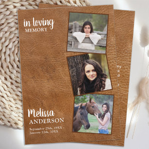 Cartão De Notas Funerário Obrigado 3 Foto Memorial Vintage Leather