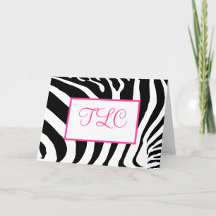 Cartão De Notas Funky Zebra Monogram Card
