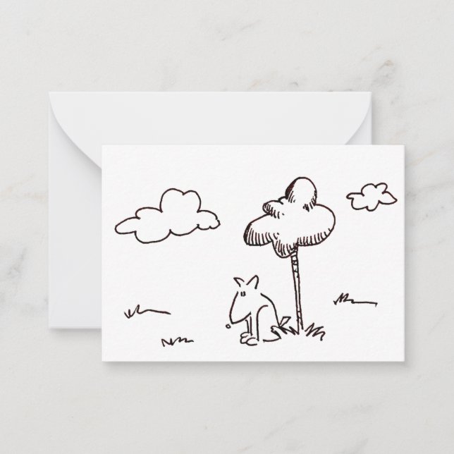Cartão De Notas Funny Cartoon Dog Under Tree Drawing (Frente)