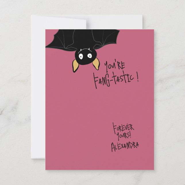 Cartão De Notas Funny Cute You’re Fangtastic Bat Pun  (Verso)