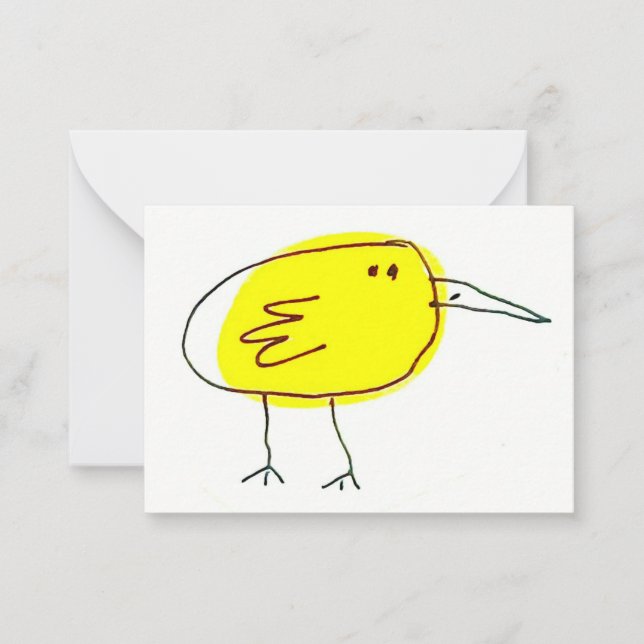 Cartão De Notas Funny Yellow Bird Doodle  (Frente)