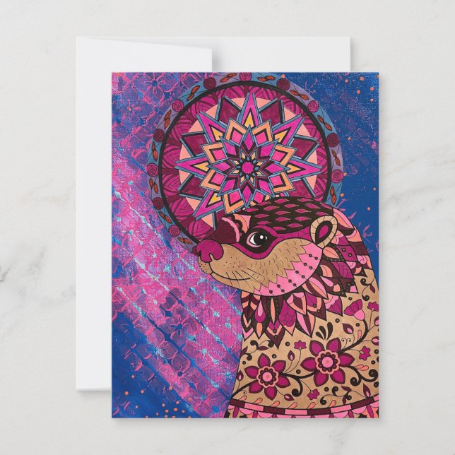 Cartão De Notas Fushia Floral Otter (Frente)