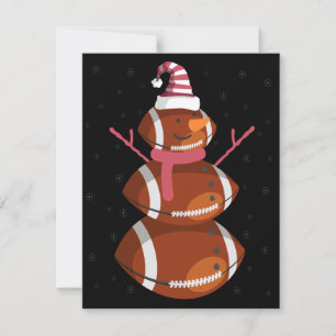Cartão De Notas Fútebol Engraçado Rugby Boneco de Neve Natal Ano N