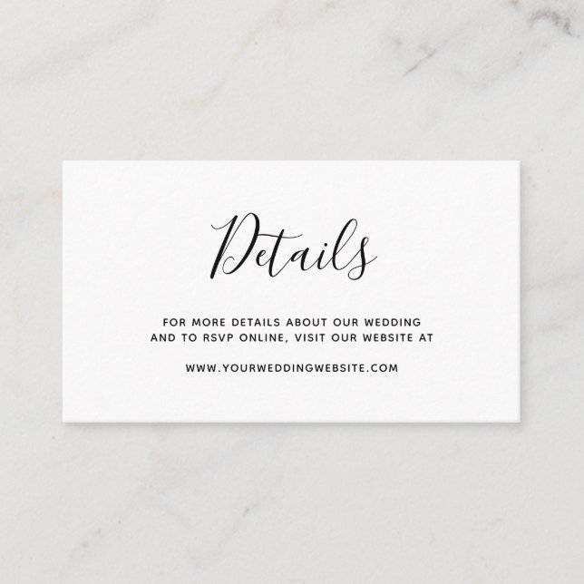 Cartão De Notas Gabinete de Detalhes de Casamento Elegante Simples (Frente)