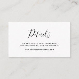 Cartão De Notas Gabinete de Detalhes de Casamento Elegante Simples
