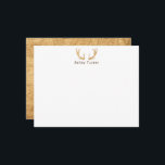 Cartão De Notas Galhadas de Veado Rústicas Caça Caçador Nome Perso<br><div class="desc">Este design apresenta galhadas de veado em madeira com espaço para um nome/texto abaixo. Clique no botão personalizar se desejar ajustar os elementos do design e/ou modificar ainda mais o texto! Variações deste design, cores adicionais, bem como produtos coordenados estão disponíveis em nossa loja, zazzle.com/store/doodlelulu. Entre em contato conosco se...</div>