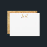 Cartão De Notas Galhadas de Veado Rústicas Caça Caçador Nome Perso<br><div class="desc">Este design apresenta galhadas de madeira com espaço para um nome/texto abaixo. Clique no botão personalizar se você gostaria de ajustar os elementos do design e/ou modificar ainda mais o texto! Variações deste design, cores adicionais, bem como produtos coordenados estão disponíveis em nossa loja, zazzle.com/store/doodlelulu. Entre em contato conosco se...</div>