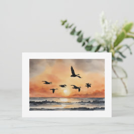 Cartão De Notas Gansos no nascer do sol