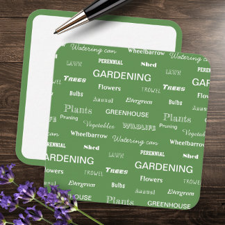 Cartão De Notas Gardening Words Pattern Na moda Green Garden Chic