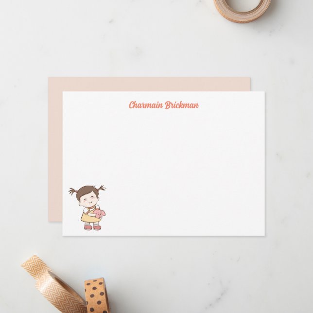 Cartão De Notas Garota Menininha Bonita (Frente/Verso In Situ)