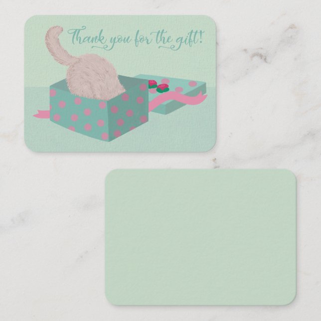 Cartão De Notas Gatinho Bonito Obrigado pelo presente (Frente/Verso)