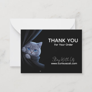 Cartão De Notas Gatinho Curioso de Olhos Azuis Obrigado