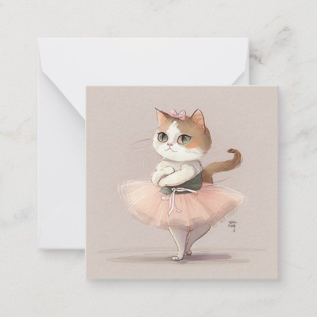 Cartão De Notas Gatinho de bailarina doce (Frente)